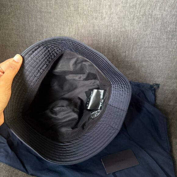 PRADA	Re-nylon Blue Enameled Tessuto Logo Cotton Unisex Men Womens Bucket Hat XL